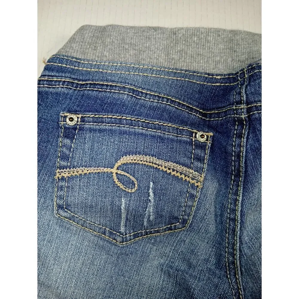 Justice Girls Blue Jean Cuffed Shorts w/Stretch yWaist - Size 12R